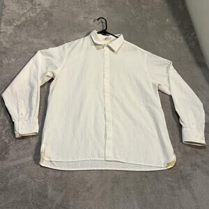 Ross Graison Shirt Mens 2XL White Textured Button Down Long Sleeve Cotton Solid